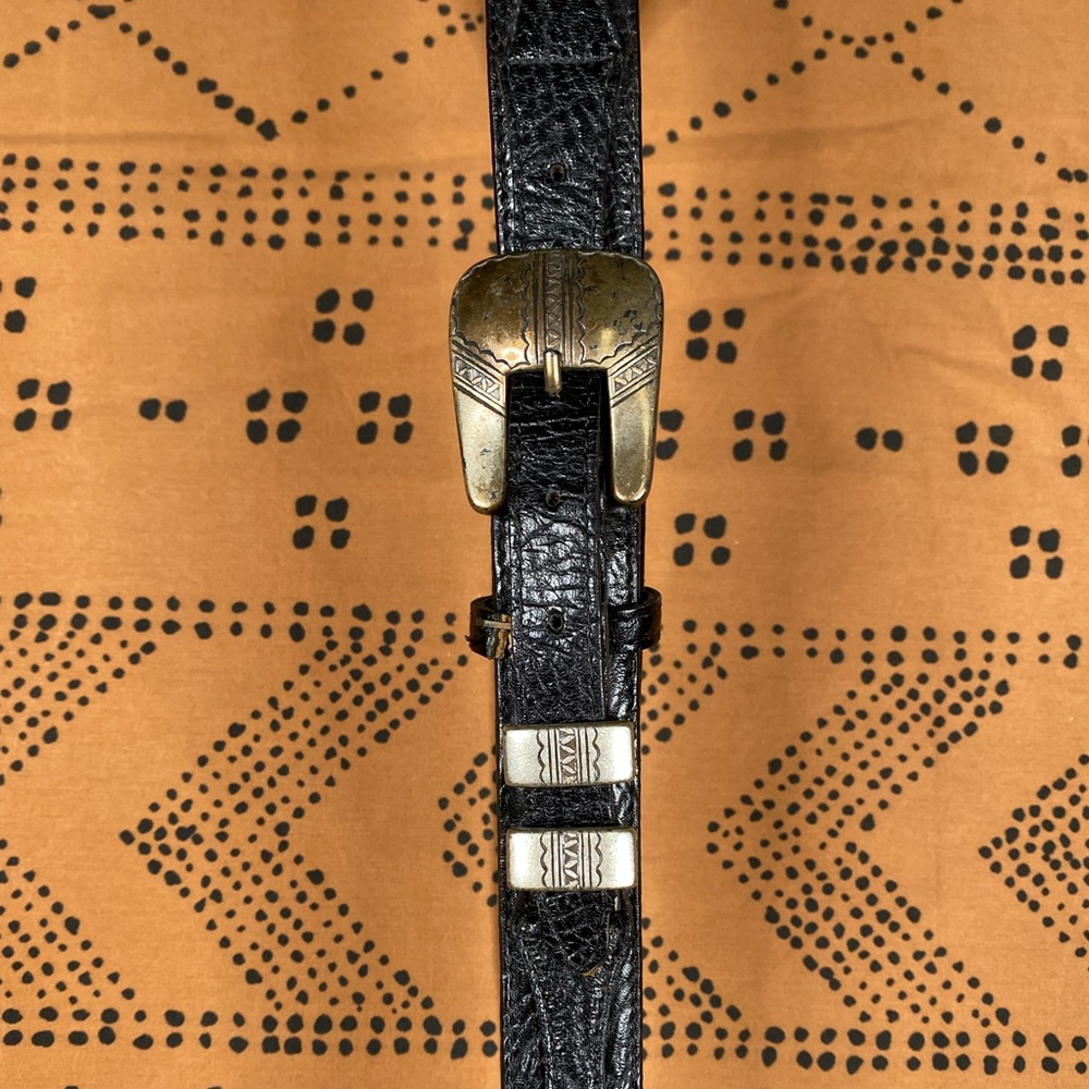 3D Black Leather Western Belt 46.5"
